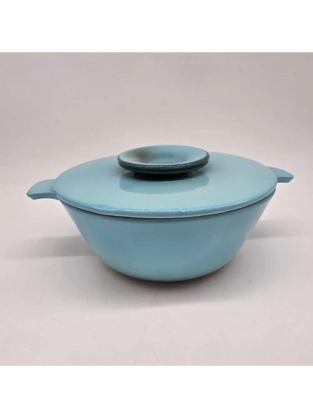 Hall USA Oven-Proof Divided Casserole Dish Lid Light Blue Ceramic VTG Serveware